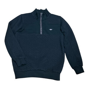 Gabbiano Pullover Sweatshirt Medium Black Quilted Half Zip Casual 77115 Logo